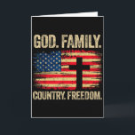 God Family Country Freedom Usa Flag Cross  Card<br><div class="desc">God Family Country Freedom Usa Flag Cross</div>