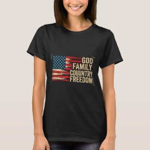 God Family Country Freedom Usa Flag T-Shirt