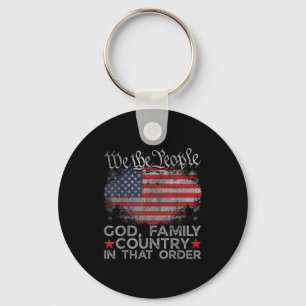 God Family Country In That Order Christian Patriot Key Ring