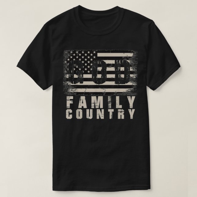 God Family Country Patriotic Proud Soldier USA Mem T-Shirt (Design Front)