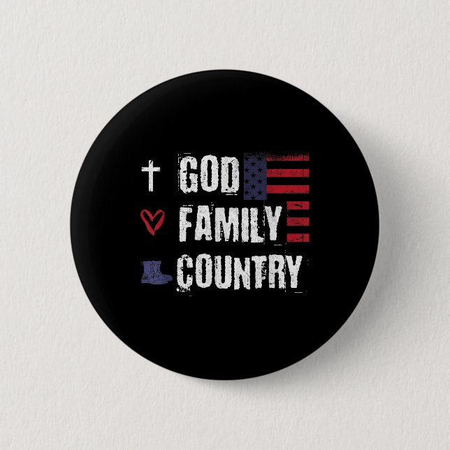God Family Country Patriotic Veteran Soldier Memor 6 Cm Round Badge (Front)
