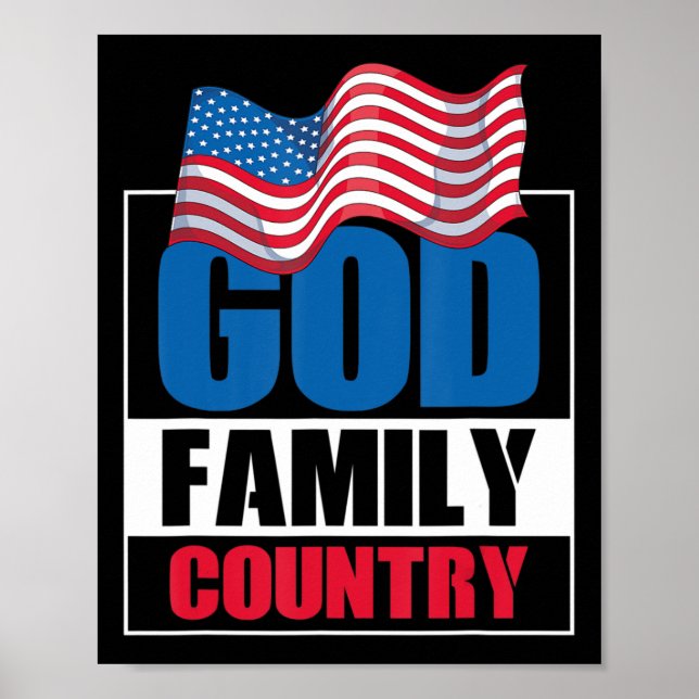 God Family Country Soldier Patriot US Flag Memoria Poster (Front)