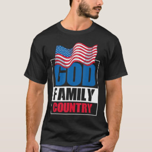 God Family Country Soldier Patriot US Flag Memoria T-Shirt