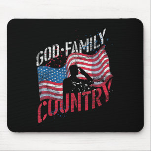 God Family Country Soldier Us Flag American Memori Mouse Mat