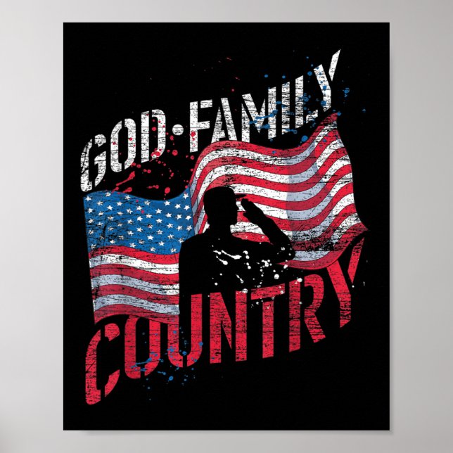 God Family Country Soldier Us Flag American Memori Poster (Front)