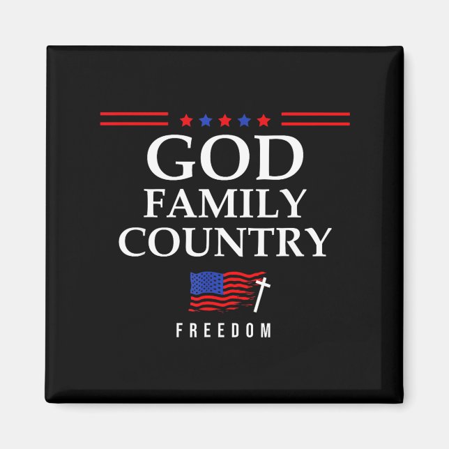 God Family Country Us Flag Christian Saying Dom Je Magnet (Front)