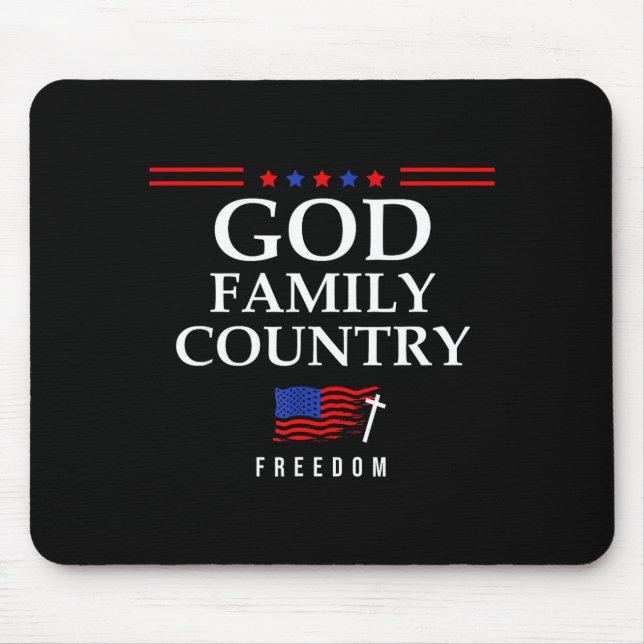 God Family Country Us Flag Christian Saying Dom Je Mouse Mat (Front)