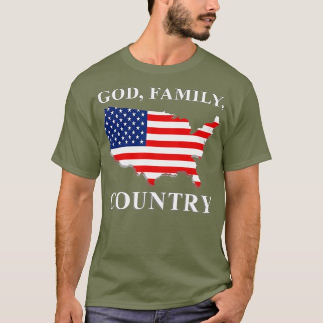 God Family Country US Flag Jesus Christ Holy T-Shirt (Front)