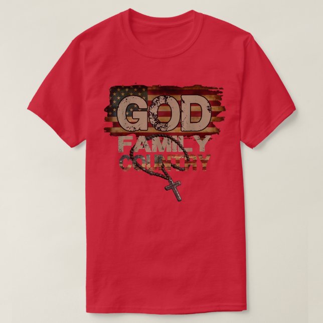 God Family Country US Flag Patriotic Christian Men T-Shirt (Design Front)