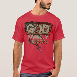 God Family Country US Flag Patriotic Christian Men T-Shirt