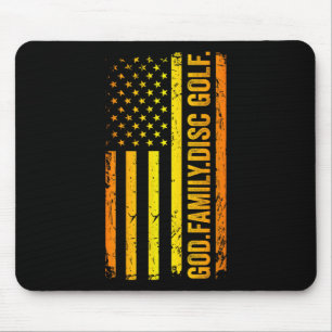 God Family Disc Golf Us American Flag Father's Day Mouse Mat