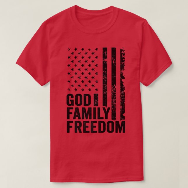God Family FreedomPatriotic USA Flag Christian Fai T-Shirt (Design Front)