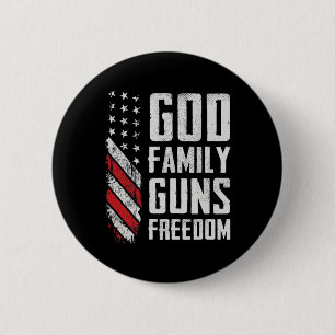God Family Guns Freedom - Pro Gun Christian Usa Fl 6 Cm Round Badge