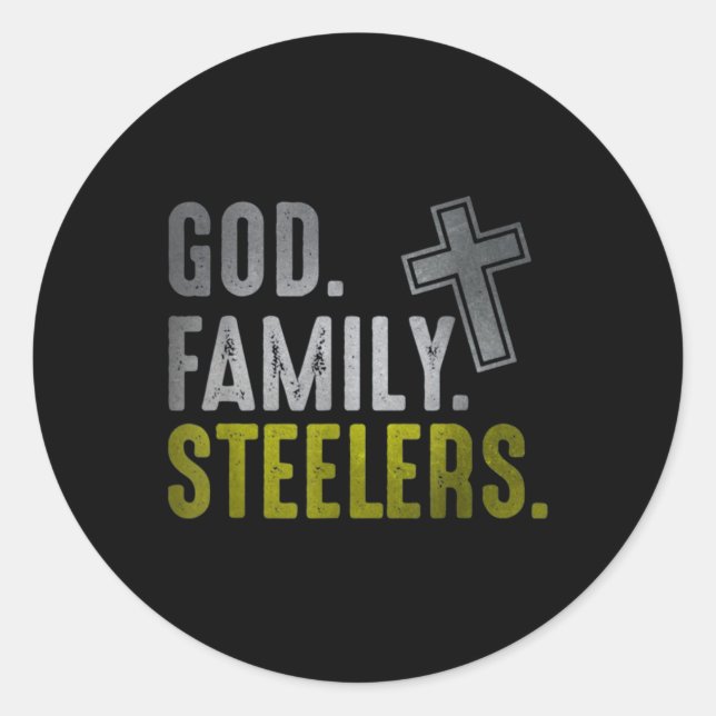 god family steelers classic round sticker (Front)