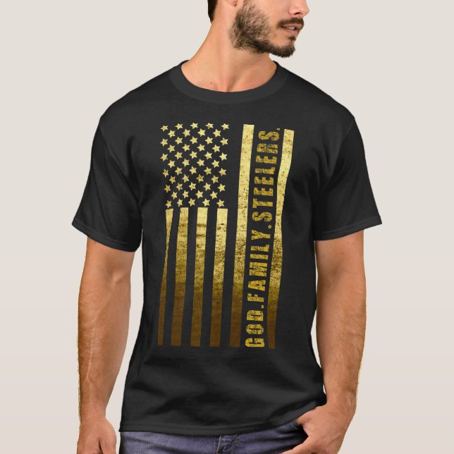 God Family Steelers Pro Us Flag Shirt Father_s Day (Front)