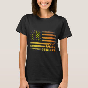 God Family Steelers Pro Us Flag T-Shirt