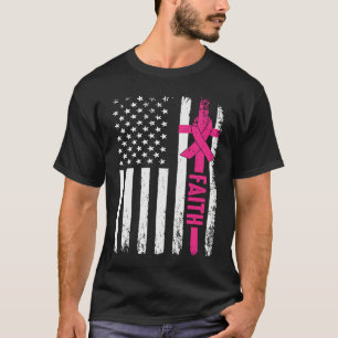 God Fearing Patriotic Pink Ribbon Faith American F T-Shirt