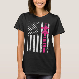 God Fearing Patriotic Pink Ribbon Faith American F T-Shirt