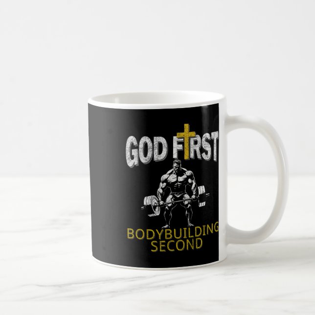 God First Bodybuilding Second Christian Gym Workou Coffee Mug (Right)