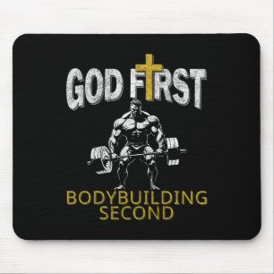 God First Bodybuilding Second Christian Gym Workou Mouse Mat