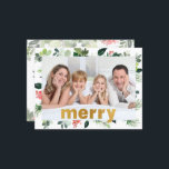 God Foil Merry Festive Greenery Personalised Photo Holiday Postcard<br><div class="desc">God Foil Merry Festive Greenery Personalised Photo Holiday Postcard.</div>