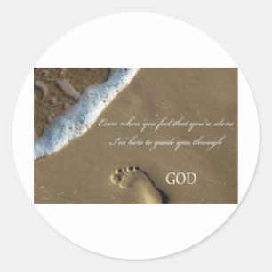 GOD footprint in Sand Classic Round Sticker