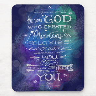 God galaxy quote astronomy christian gift mouse mat