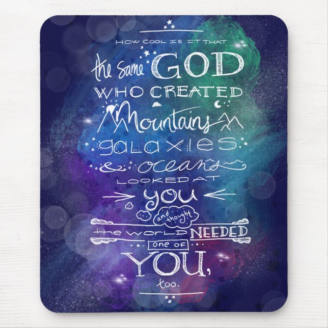 God galaxy quote astronomy christian gift mouse mat (Front)