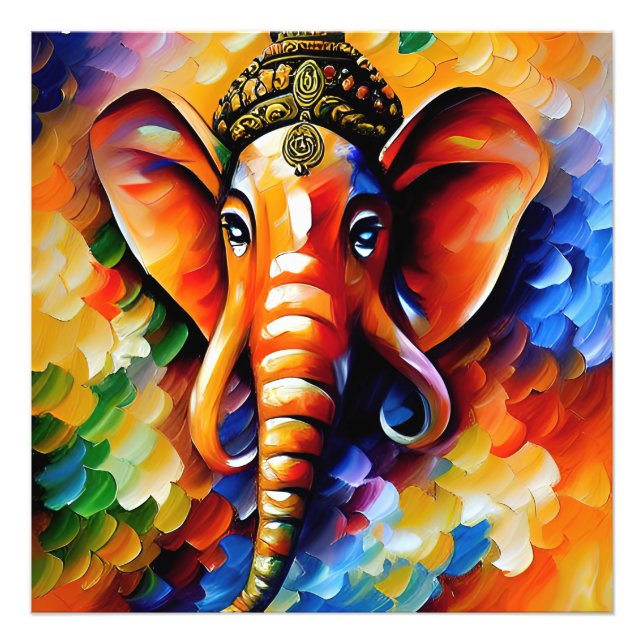 God Ganesha Colourful Painting Photo Print (Front)