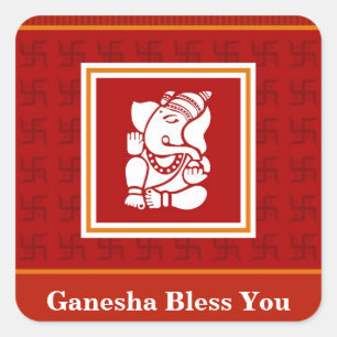 God Ganesha Design Square Sticker