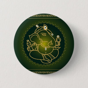 God Ganesha on green - Button