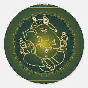 God Ganesha on green - Sticker