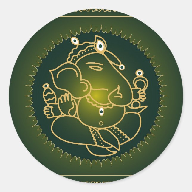 God Ganesha on green - Sticker (Front)