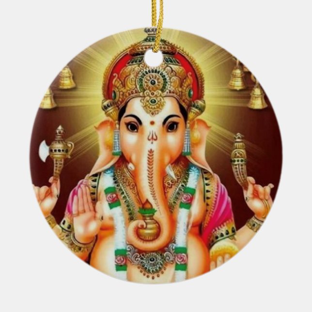 God Ganesha with me  Ceramic Tree Decoration (Front)