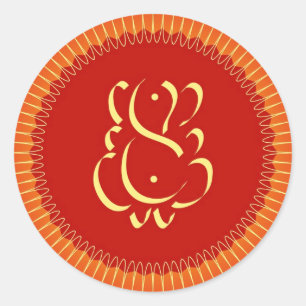 God Ganesha with sun rays Classic Round Sticker