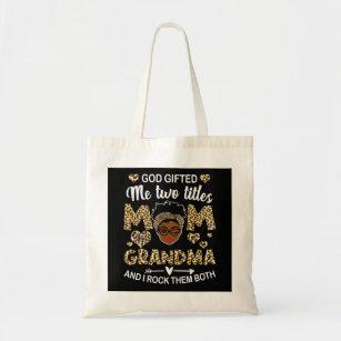God Give Me Two Titles Black Mum Grandma Tote Bag