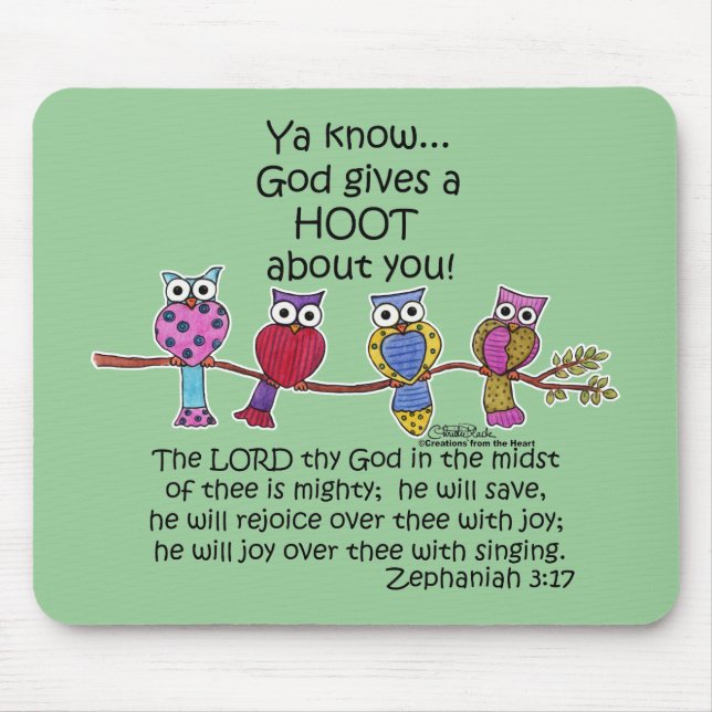 God Gives a Hoot Owls Mouse Mat (Front)