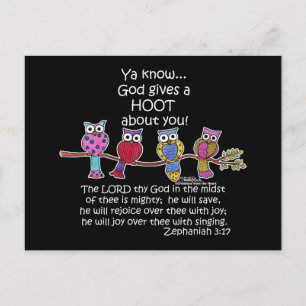 God Gives a Hoot Owls Postcard