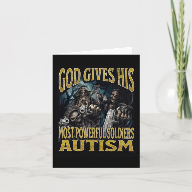 God Gives His Most Powerful Autism Funny Hard Skel Card (Front)