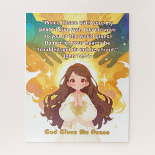 God Gives Me Peace - Christian Vintage Retro Anime Jigsaw Puzzle