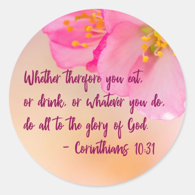 God Glory Christian Floral Inspirational Classic Round Sticker (Front)