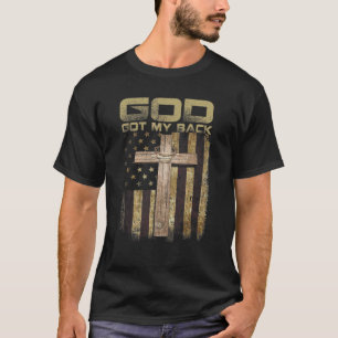 God Got My Back American Flag Christian Jesus Vint T-Shirt