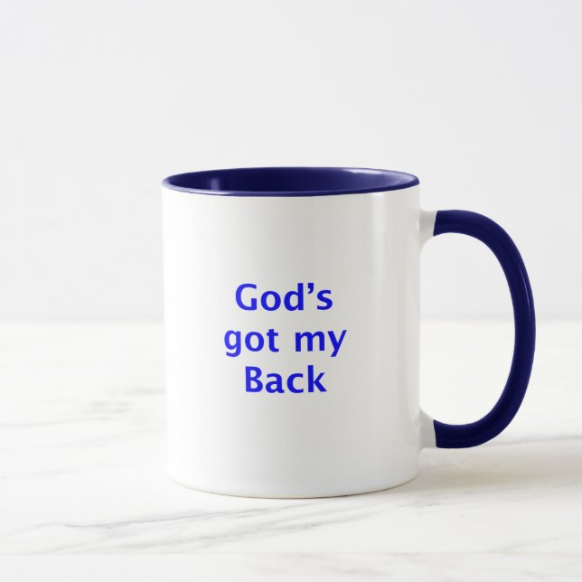 God' got my back Blue rim and handle Mug (Right)