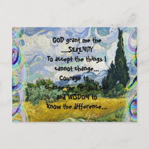 GOD grant me the SERENITY on a colourful landscape Postcard