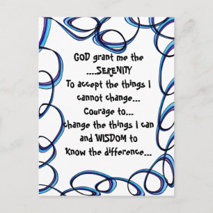 GOD grant me the SERENITY on a colourful postcard