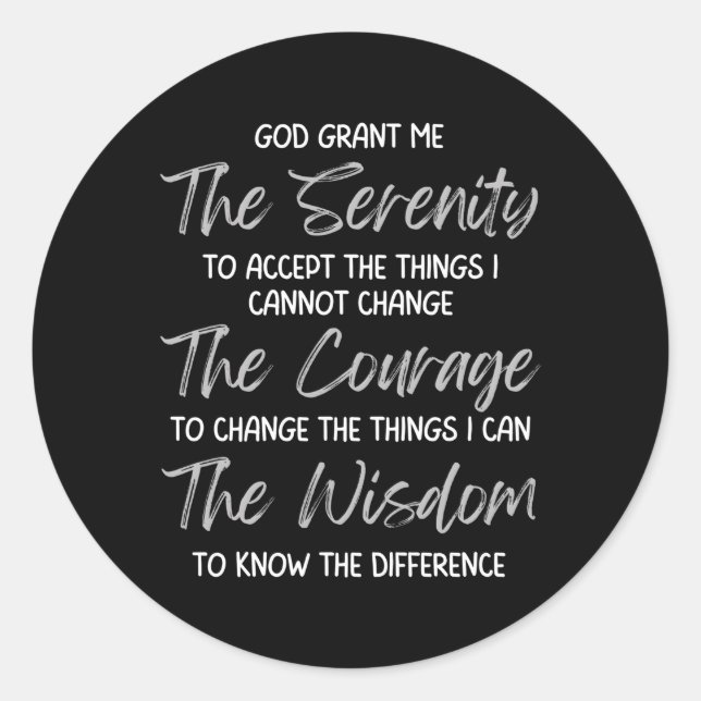 God Grant Me The Serenity Prayer Inspirational Spi Classic Round Sticker (Front)