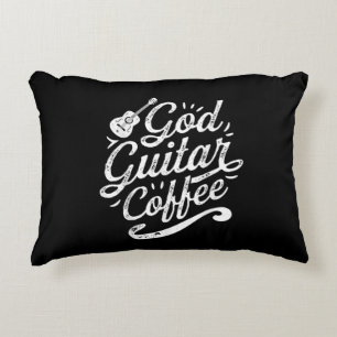God Guitar Coffee Music Lover Funny Christian Decorative Cushion
