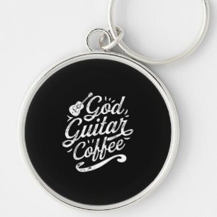 God Guitar Coffee Music Lover Funny Christian Key Ring