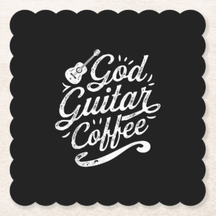 God Guitar Coffee Music Lover Funny Christian Paper Coaster