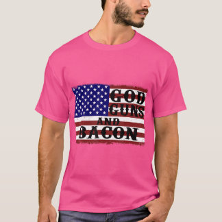 God Guns And Bacon 	 Usa Flag Love Of Country Tee